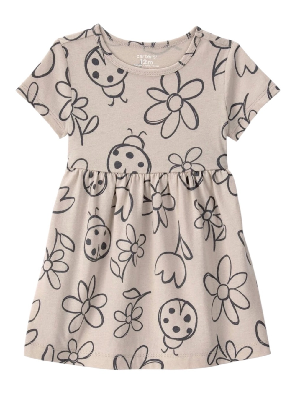 Carter's Toddler Girl's Floral Butterfly Short Sleeve Dress in Tan